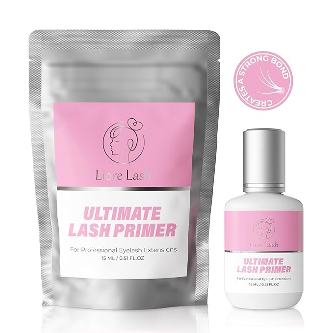 Eyelash Extension Primer/Up To 35% Longer Glue Retention Liore Lash/Pretreatment for Individual Semi Permanent Lash Extensions Glue Supplies Cleanser/Protein Oil Remover/Increase Adhesive Bond Power