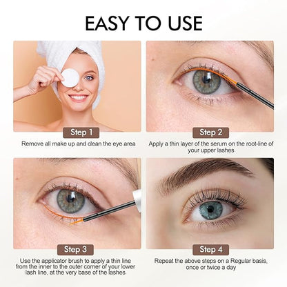 Eyelash Growth Serum - Fuller & Longer Looking Eyelashes Lash Enhancing Serum, Voluminous Lengthening Natural Lash Enhancer, Vegan & Cruelty-Free (Silver)