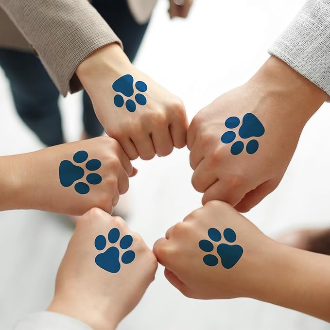 Harloon 20 Sheets 300 Pcs Paw Prints Temporary Tattoos Paws Foot Temporary Tattoo Removable Dog Stickers for Women Face Body Arm(Blue)