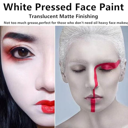 Go Ho Clown White Face Paint for Halloween Makeup,Water Based Professional White Face Body Paint Washable for SFX Clown Skeleton Vampire Zombie Cosplay Makeup,25g
