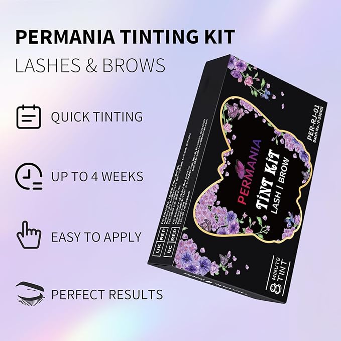 PERMANIA Lash Color Kit, Professional Natural Black Brow Color Lasts up to 4 Weeks for Newbie & Pro Kit Fast Quick Coloring (without silicone eye patch)