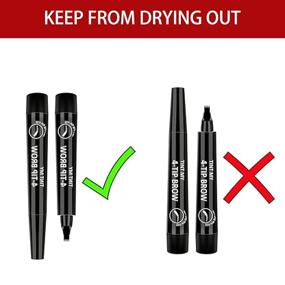 2024 New Magic Eyebrow Pencil, 3D Waterproof Microblading Eyebrow Pencil Contouring Pen, 4-point Brow Lifter, Natural Fine Stroke Microblading Eyebrow Pencil(Black&Light Brown)