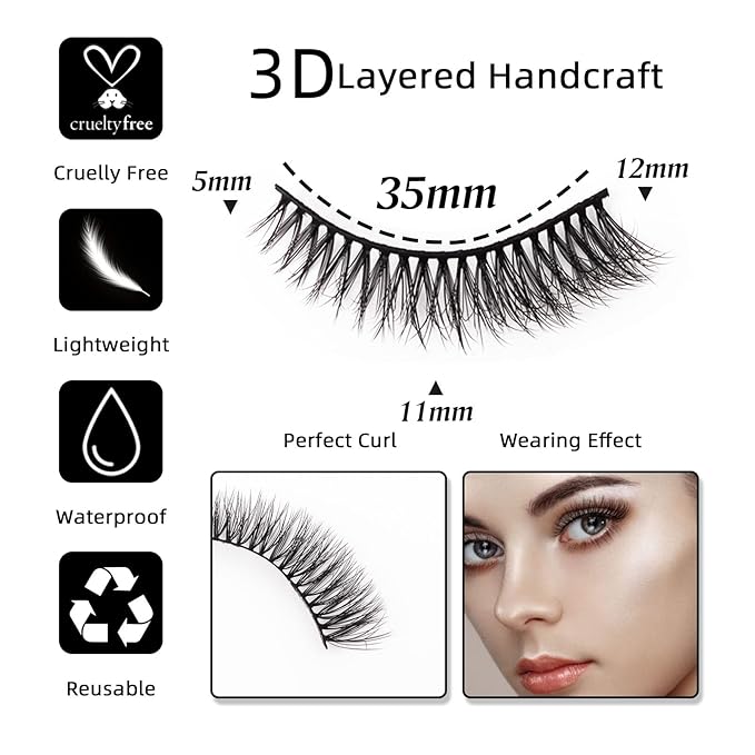 Cat Eye Natural Lashes Wispy False Eyelashes Short Fluffy Fake Lashes - 7 Pairs, ZG52