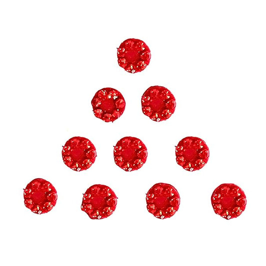 Goddess Round Red Bindi Tattoo Stickers Adhesive Body Jewelry Studded With Rhinestones Indian Daily Use Forehead Bindi Face Jewels Head Accessory Bridal (Design 1)