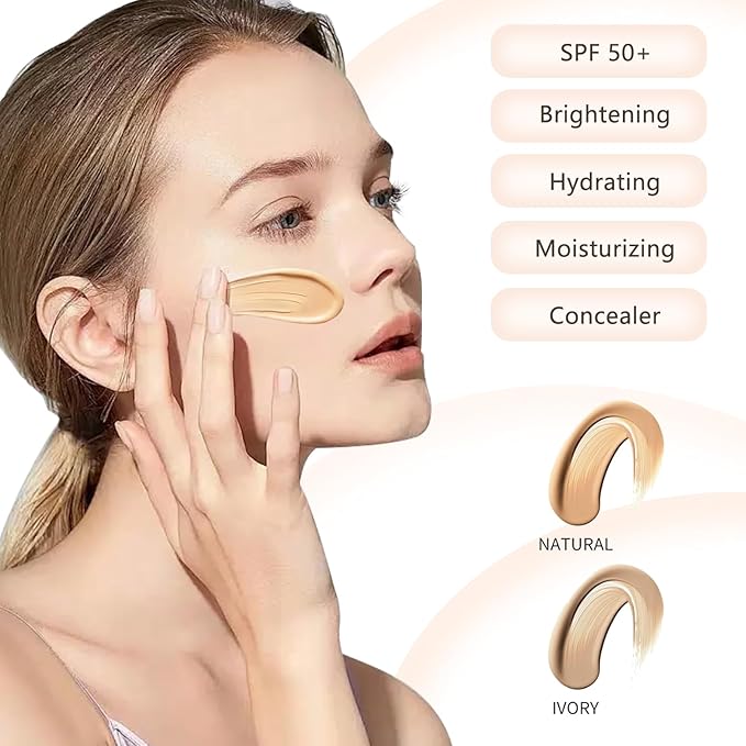 O'CHEAL Full Coverage Lightweight Natural Color CC Cream and 3PCS Black 4D Telescopic Mascara Waterproof