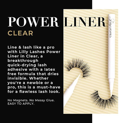 Lilly Lashes Power Liner Eyelash Glue for False Lashes | Clear Lash Glue | Quick Dry, Waterproof, Lash Adhesive | Vegan & Cruelty Free