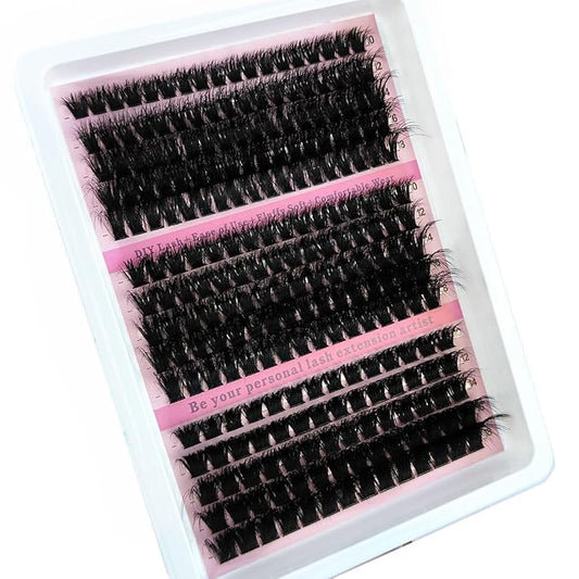 HBZGTLAD Fluffy Cluster Lashes 40D60D80D100D120D Natural Thick Eyelash Clusters D Curl Individual Lashes DIY Eyelashes Extension (15Rows 100D120D160D)