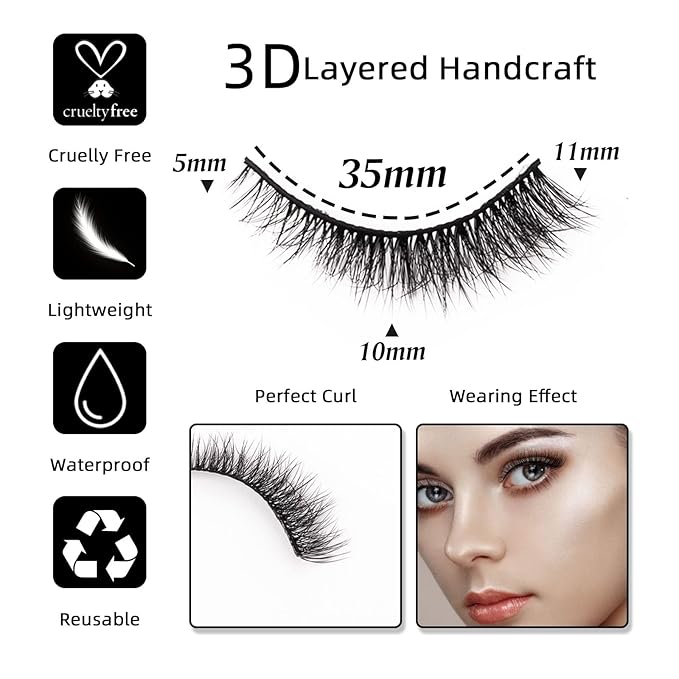 Cat Eye Natural Lashes Wispy False Eyelashes Short Fluffy Fake Lashes - 7 Pairs, ZG69