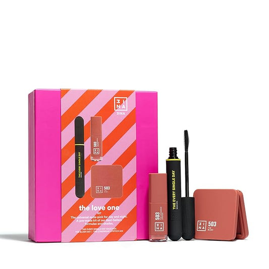3INA The Love One Kit 0.23oz Every Single Day Mascara, 0.25oz Longwear Lipstick - 503, 0.2oz The Blush - 503 Women 3 Pc