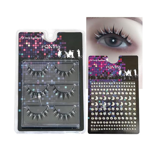 Cosplay Eyelashes Black and White Lashes Comic Style 3 Pairs for Party, Cosplay, Masquerade (Comic - black and white)