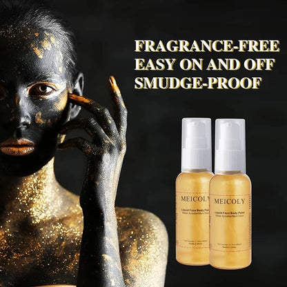 MEICOLY Cream Gold Face Body Paint,2.1Oz Smudge-proof Gold Body Paint,Water Based Washable Full Body Paint for Adults and Kids,Halloween SFX Special Effects Christmas Highlight Makeup,Metallic Gold