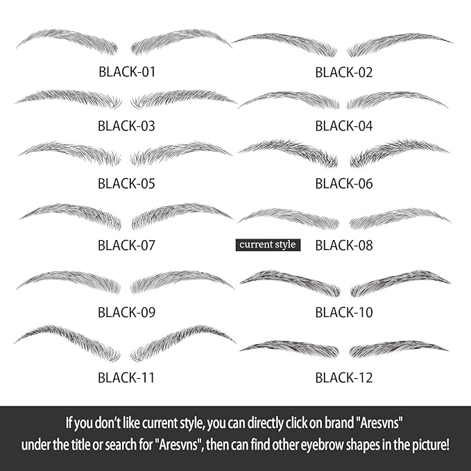Aresvns Black Eyebrows Tattoo - 99 Pairs! Waterproof, Long-lasting 3-5 Days, 4D Realistic, Well-made Eyebrow Transfer Sticker