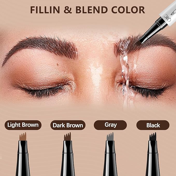 Eyebrow Pen Waterproof Eyebrow Pencil Natural Simulation Eyebrow Pencil for women's professional makeup with 4 Fork Tip for Natural-Looking Hair-Like Defined Brows, Last All-Day (Dark Brown)