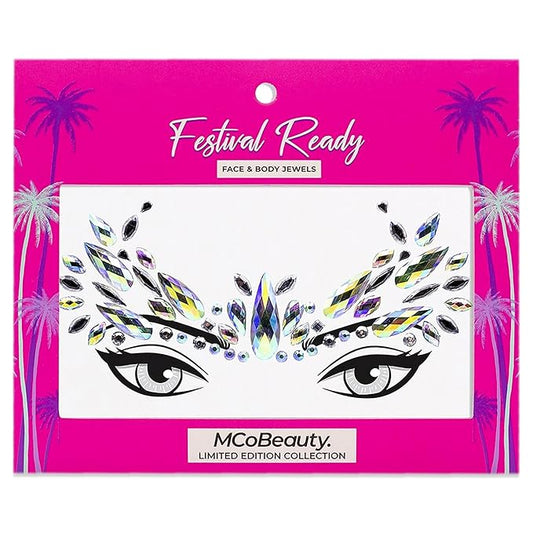 MCoBeauty Festival Ready Face And Body Jewels - Glitz And Glam - Ultimate Beauty Accessory - Light Reflecting Jewels Create A Truly Unique Look - Cruelty Free - Self Adhesive - Peacock - 1 Pc