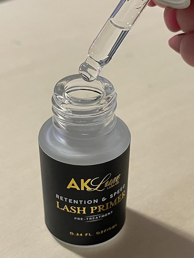 AK Lash Primer | Retention & Speed Pre-Treatment 10ml - Boosts Adhesion, Improves Bond Retention, Ideal for Natural Lashes and Eyelash Extensions, Semi-Permanent Eyelash Extension Supplies