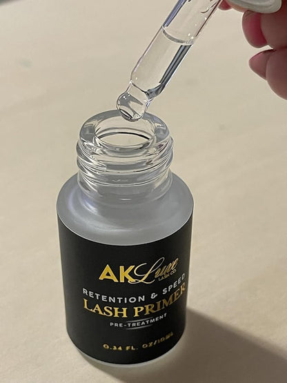 AK Lash Primer | Retention & Speed Pre-Treatment 10ml - Boosts Adhesion, Improves Bond Retention, Ideal for Natural Lashes and Eyelash Extensions, Semi-Permanent Eyelash Extension Supplies