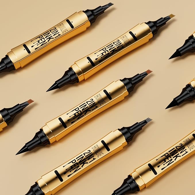 1 Pcs Microblading Eyebrow Pencil 2-in-1 Dual-ended Eyebrow Pen 4-Prong Micro-Fork Tip Applicator & Precision Brush Tip Brow Pencil Waterproof Stay on All-day Makeup for Natural Eyebrow, Grey