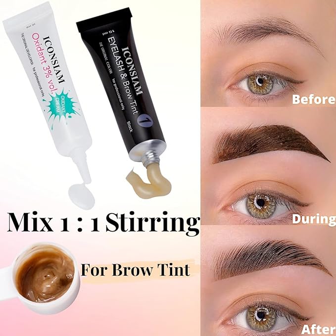 Eyelash D-y-e Kit Black at Home, Eyebrow Lash T-in-t Lasting Black Color 8 Weeks Professional Training Lash Coloring Kit Treatment Only Takes 30 Minutes(Black d-y-e kit-15ml)