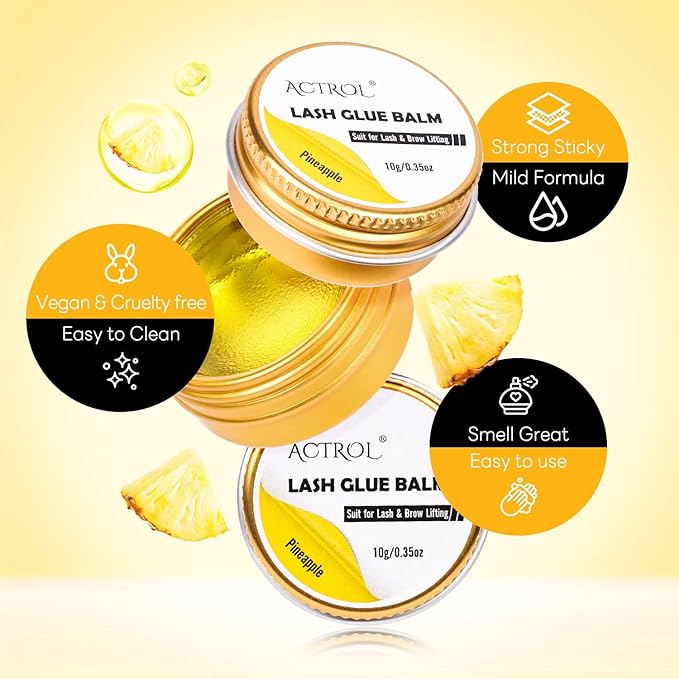 Lash Lift Glue Balm Eyelash Lifting Perm Pineapple Strong Hold Lash&Brow Perm Glue Balm Brow Adhesive Powerful Sticky Brow Lamination 0.35Oz/10G