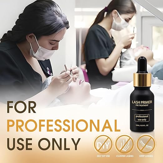 Lash Primer for Eyelash Extensions, Pre-Treatment for Eyelash Extensions, Remove Oils & Proteins, Increase Adhesive Bonding Power Retention, Professional Use,0.5fl. oz (15ml)