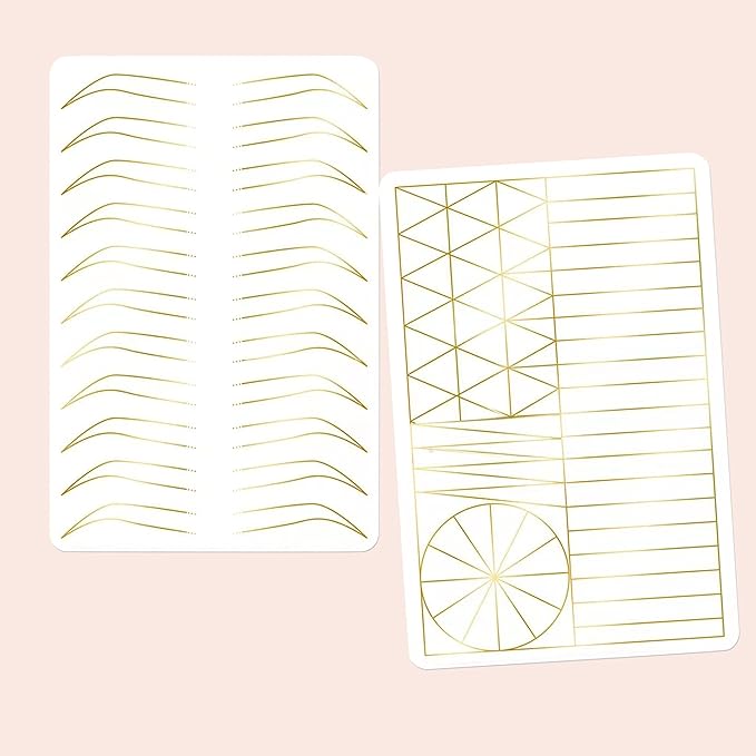 2PCS Doulbe Sides Silicone Practice Skin 1.5mm Thickness Permanent Makeup Tattoo Practice Pad for Eyebrow/Lip Practice (White Pad+Golden Line)