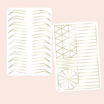 2PCS Doulbe Sides Silicone Practice Skin 1.5mm Thickness Permanent Makeup Tattoo Practice Pad for Eyebrow/Lip Practice (White Pad+Golden Line)