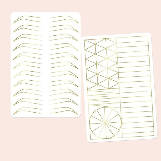 2PCS Doulbe Sides Silicone Practice Skin 1.5mm Thickness Permanent Makeup Tattoo Practice Pad for Eyebrow/Lip Practice (White Pad+Golden Line)