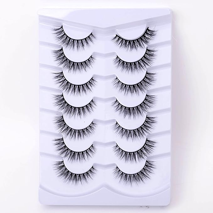 Cat Eye Natural Lashes Wispy False Eyelashes Short Fluffy Fake Lashes - 7 Pairs, ZG71