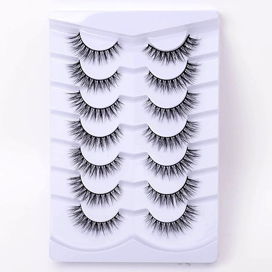 Cat Eye Natural Lashes Wispy False Eyelashes Short Fluffy Fake Lashes - 7 Pairs, ZG71