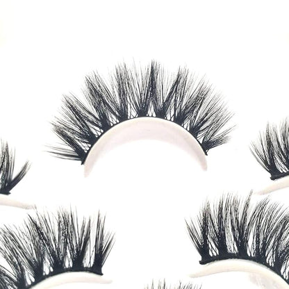 Sunniess False Eyelashes 8D Faux Mink Lashes 100% Handmade Reusable Natural Look Fake Eye lashes Cat-Eye Fluffy Wispy Lashes Dramatic Long Thick Volume Soft Lashes Packs (5D-03)