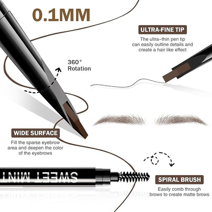 Microblading Eyebrow Pencil for Women,0.1mm Ultra-Fine Mechanical Pencil,Makeup Brow Definer Waterproof,Draws Tiny Brow Hairs and Fills in Sparse Areas and Gaps (Light Brown)