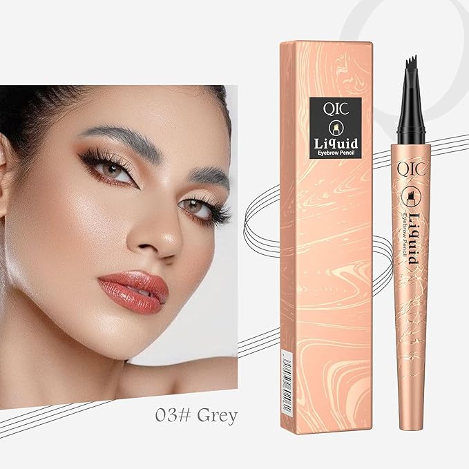 Eyebrow Pencil,Waterproof Microblade Eyebrow Pen,Liquid Waterproof Eyebrow Pencil,Smudge-Proof Brow Pencil Long-Lasting, Natural Looking Eye Makeup Eyebrow Pen(03# Natural Grey)