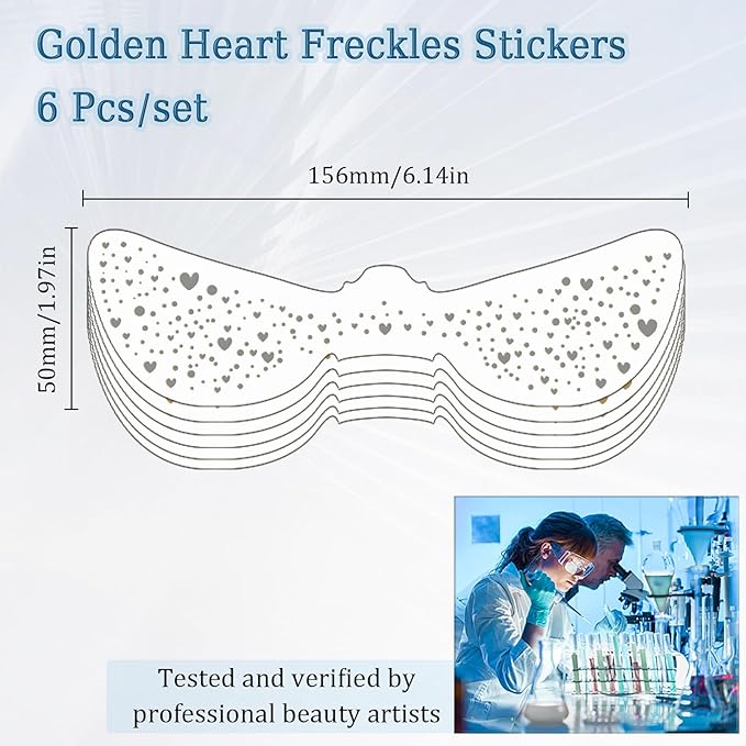 Face Makeup Patche, Freckle Face Stickers, Glitter Freckles Face Tattoo, Easy to Stick, Waterproof Long Lasting Party Makeup Stickers for Women - 6 Stickers Set (QBT-007 Silver)