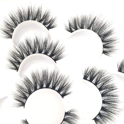Sunniess False Eyelashes 8D Faux Mink Lashes 100% Handmade Reusable Natural Look Fake Eye lashes Cat-Eye Fluffy Wispy Lashes Dramatic Long Thick Volume Soft Lashes Packs (5D-03)