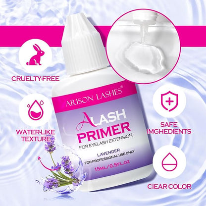 Lash Primer for Eyelash Extensions15ML Eyelash Primer Increase Lash Adhesive Bonding Power Pretreatment for Semi Permanent Lash Extension Ideal for Extend Lash Glue Retention Time(LAVENDER)