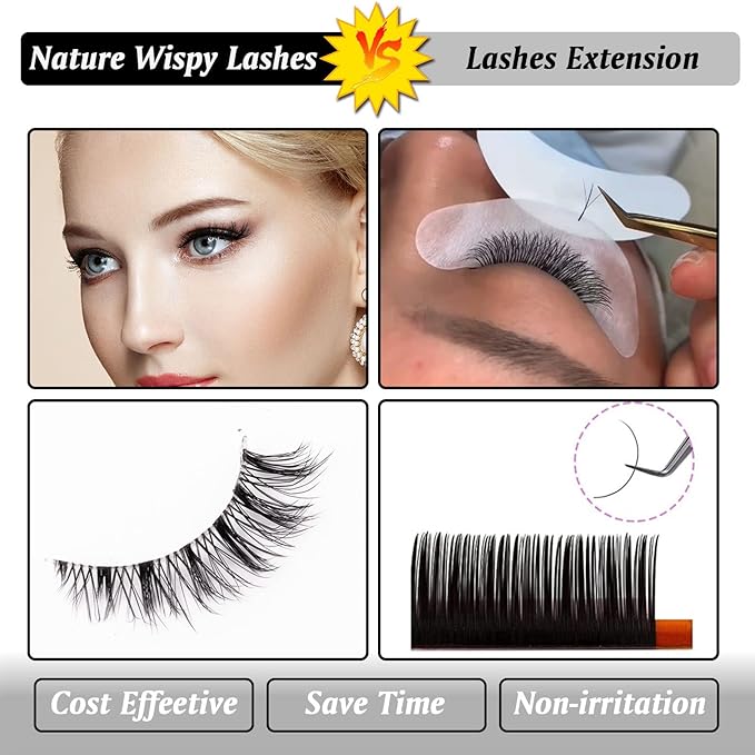 Fluffy Natural Lashes 12mm Clear Band Cat Eye False Eyelashes Short Fake Lashes Wispy - 7 Pairs, ZT93