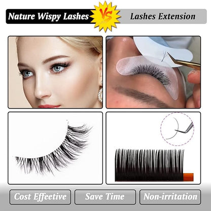 Fluffy Natural Lashes 12mm Clear Band Cat Eye False Eyelashes Short Fake Lashes Wispy - 7 Pairs, ZT93