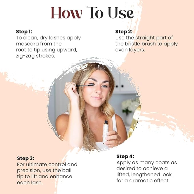 Eyelash Mascara Long Lasting For Long Lashes Mascara Waterproof Washable Curling Volumizing Lengthening Cruelty Free Black