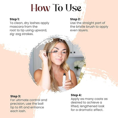 Eyelash Mascara Long Lasting For Long Lashes Mascara Waterproof Washable Curling Volumizing Lengthening Cruelty Free Black