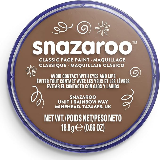 Snazaroo Classic Face and Body Paint, 18.8g (0.66-oz) Pot, Beige Brown