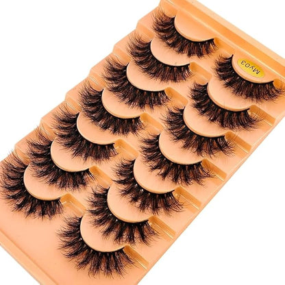 HBZGTLAD NEW 7pairs Cat eye Eyelashes 3D Natural False Lashes 5d Fluffy Soft Cross Manga Lashes Wispy Natural Eyelash Extension Makeup (MY-03)