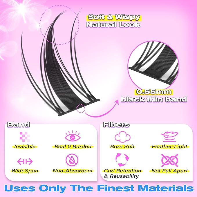 wiwoseo Manga Lash Clusters Manga Eyelash Clusters Anime Cluster Eyelash Extensions Clusters Lashes Natural Look Eyelashes Fairy Lash Clusters Manga Individual Lashes for Beginners (8-16MM)