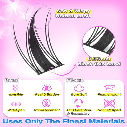 wiwoseo Manga Lash Clusters Manga Eyelash Clusters Anime Cluster Eyelash Extensions Clusters Lashes Natural Look Eyelashes Fairy Lash Clusters Manga Individual Lashes for Beginners (8-16MM)
