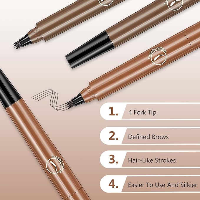 Magic Eyebrow Pencil,2024 New 3D Waterproof Microblading Eyebrow Pencil Contouring Pen,4 Tipped Precise Brow Pen,Fine Stroke Microblading Eyebrow Pencil Natural Makeup Effec((5 Color)