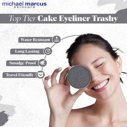 michael marcus Makeup Cake Eye Liner (Trashy) - Water Activated Dry Pressed, Long-Lasting, Vibrant Color & Smudge Resistant Eyeliner - Cruelty & Paraben Free - For Beginner & Pro Makeup Artist