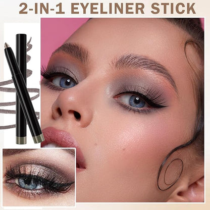 Silver Gray Eyeshadow Stick Eyeliner Pencil Matte Shimmer Cream Eye Shadow Makeup Stick Multi-Use Waterproof Eyeshadow Pen Eye Brightener Stick- 06