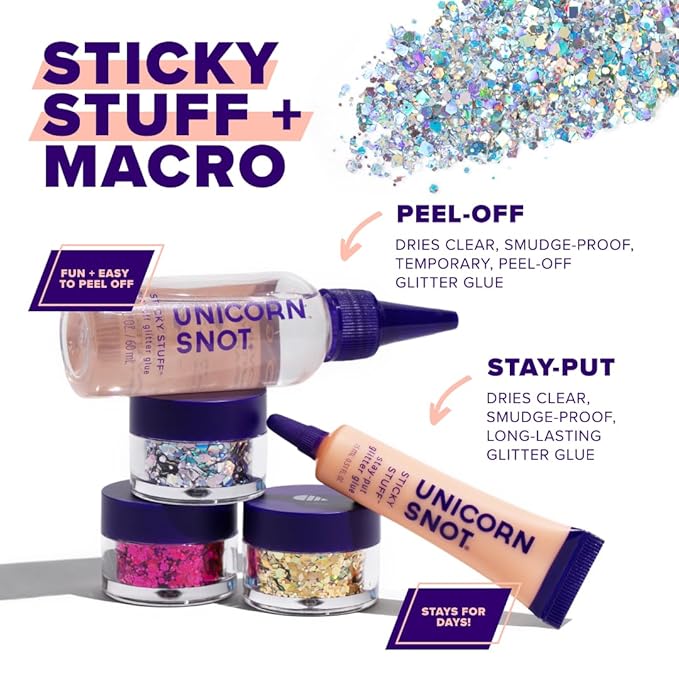 Unicorn Snot Macro Glitter - Face & Body - Cosmetic Grade Large-Particle Loose Glitter - Perfect Make-up for Festivals, Raves - Safe for Face, Easy Application & Removal - Silver (Lunar)