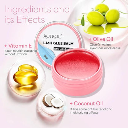 Lash Lift Glue Balm Eyelash Lifting Perm Pink Rose Strong Hold Lash&Brow Perm Glue Balm Brow Adhesive Powerful Sticky Brow Lamination 0.35Oz/10G