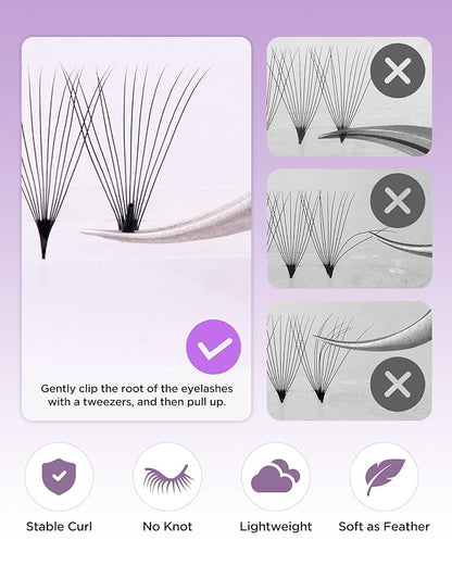 BEYELIAN Premade Lash Fans, 320 Fans Pre Made Fans Volume Lash Extensions 3D 6D 8D 10D 12D 20D 0.07 C/D Curl Save Time Eyelash Extensions for Professional Salon, 8-15mm MIX Easy to Use (8D-0.07-D)