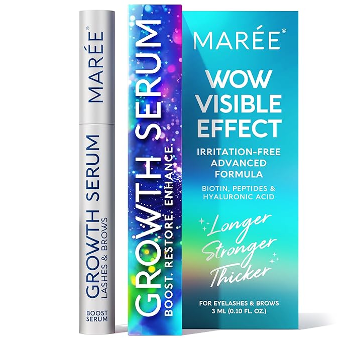 MAREE Lash Serum for Eyelash Growth - Advanced Eyelash Serum to Grow Lashes & Brows - Hyaluronic Acid, Biotin, Peptides & Vitamins for Thicker, Longer Eyelashes and Eyebrows - Suero de Pestañas
